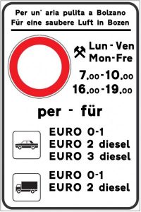 Fahrverbote (Luftverschmutzung) Bozen 2019 Immagine nuovi cartelli limitazione anti inquinamento Euro 3 0424ce531be995adfd6906c5f66a58c1